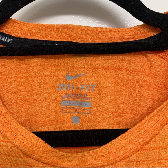 Nike running heathered bright orange dri fit short sleeve top large. - Picture 4 of 9